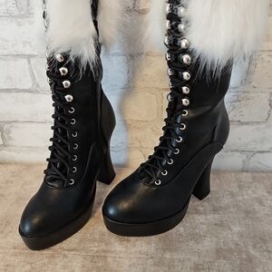 Women's Platform Lace Up Santa Boots sz 8